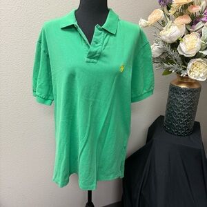 Polo Ralph Lauren Green Cotton Classic Fit Polo Shirt XL Yellow Logo